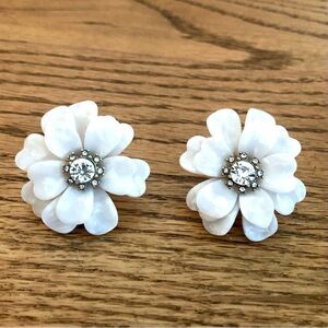 J.Crew | Pearlized Acetate Floral Earrings | 1.75” Diameter